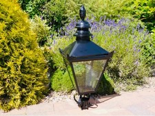 Black Victorian Garden Street Post Lamp 90cm Vintage Lantern Top Metal Light