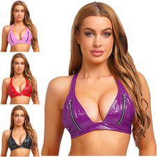 UK Women Shiny Pvc Leather Bra