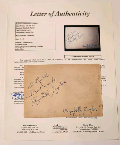 Elizabeth taylor signed 1940 - elizabeth,