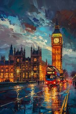 London Big Ben Red Bus Canvas