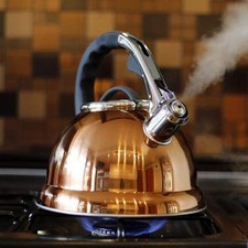 3.5 Litre Copper Stainless Steel Whistling Kettle Gas Electric & Induction Hobs