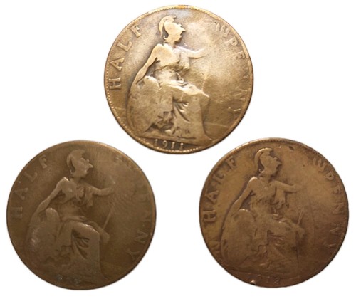 Half penny 1911 1912 1913 - penny,