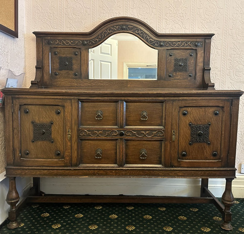 Antique oak mirror back - mirror,