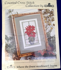 DMC Counted Cross Stitch Collection Winter Kit K45 Printed Canvas Vase of flower