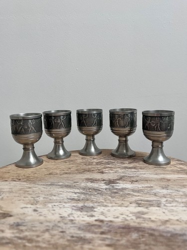 Vintage pewter goblets greek - vintage,