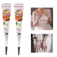 2 X WEDDING SPECIAL PURE INSTANT HENNA BASED WHITE GEL PASTE TATTOO CONE