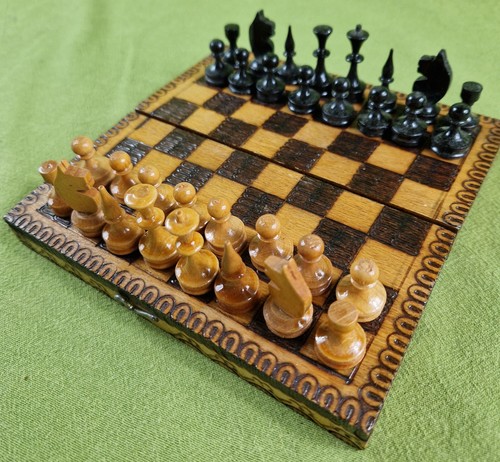 Small wooden chess set - set, in