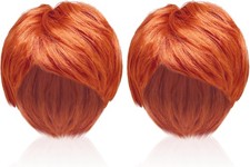 2Pcs Mens Wigs Short Ginger