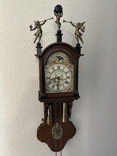 Old Dutch Wall Clock warmink wuba wallnut Atlas Moon Phase Need Service Clean