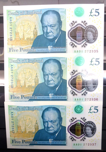 Consecutive aa01 5 notes - aa01, £5