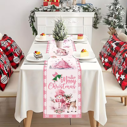 Christmas pink snowman - pink,