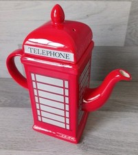 Price Kensington Potteries Red Telephone Box Ceramic Teapot 8 Inches Tall