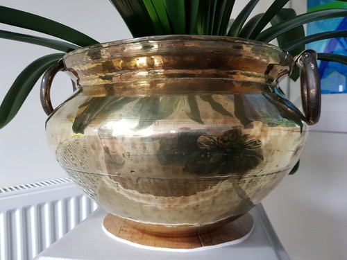 Large vintage brass cauldron - vintage,