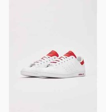 MENS ADIDAS ORIGINALS STAN SMITH RETRO TRAINERS - WHITE/RED - ALL SIZES - ID1979