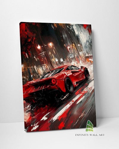Abstract red car - car, canvas
