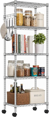 Tier chrome wire shelving - 5-tier,