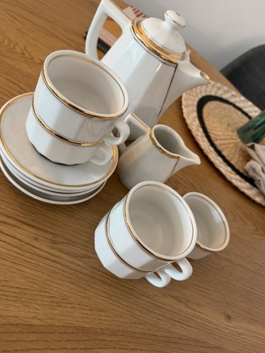 Apilco white gold coffee set - set, 4