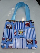 New Handmade Small Material Bag. Multi Coloured camper van & stripes design 