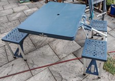 Folding Picnic Table with 4 Seats – Portable Camping Outdoor Garden BBQ