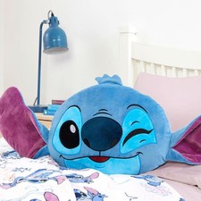 Kids Disney Stitch Cushion Shaped Head 32cm Soft Plush Pillow Bedroom 
