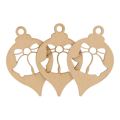 Wooden mdf christmas bauble - wooden,