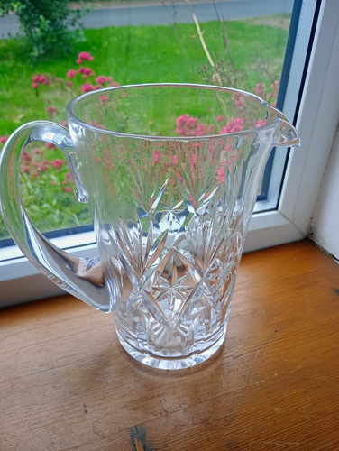 Vintage cut glass water jug - cut,
