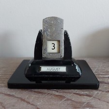 Vintage Antique Metal Perpetual Flip Calendar Art Deco Chrome Desk Marble? Base