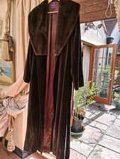 Mulberry Long Brown Velvet Coat size 12 Foex fur collar