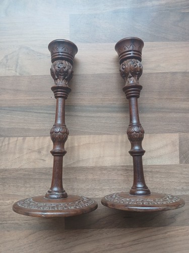 Wooden candlestick vintage - candlestick, x2