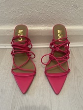 Pink Ego Strappy Lace Up Heels