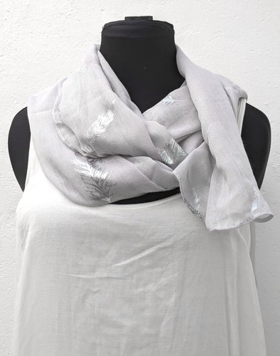 Pale grey silver feather scarf