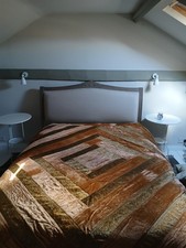 Beautiful Gold/Mustard Velvet and Sari Fabric Throw / Spread