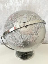Large Silver World Globe Vintage Rotating Atlas Home Office Desk Ornament 16x12