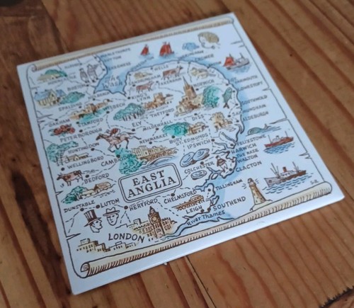 East anglia map tile coaster - anglia,