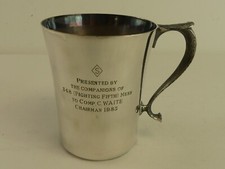 (ref288BC) Silver Plated 1985 348 Fighting Fifth Mess Tankard Comp C Waite