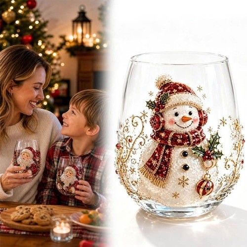 Christmas glass arts cup - glass,