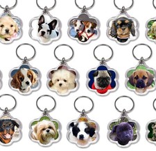 Dog Keyrings Flower Shape Pug Cockapoo Chihuahua Staffy Shih Tzu Puppy Choose