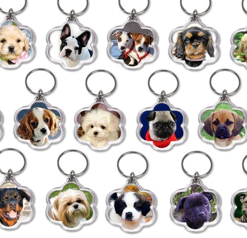 Dog keyrings flower shape pug - dog,