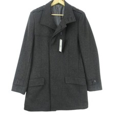 Pierre Cardin Men's Charcoal Grey Overcoat w/ Tag Button Fasten Collared 