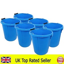 PACK OF 6 - 25L 5 GALLON BLUE PLASTERERS BUCKET, HEAVY DUTY WITH METAL HANDLE