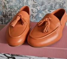Moda In Pele Ellria Orange Leather Loafer Size Uk 5 With Box