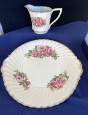 Antique Royal Alma 9.5 Inch Scalloped Serving Plate & Milk Jug