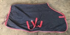 5”9ft Shires Tempest Original Equestrian/Horse Cooler Rug Blue With Red Piping