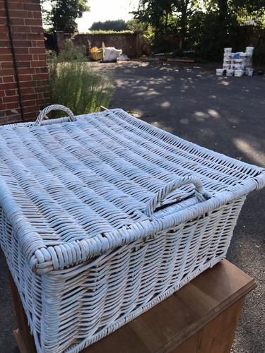 Wicker storage basket with - storage, lid