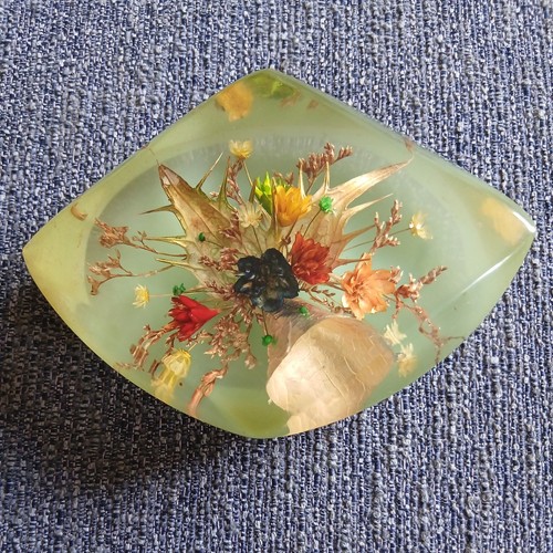 Pretty lucite paperweight - pretty,
