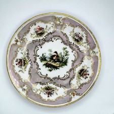 Antique Beyer & Bock Volkstedt-Rudolstadt Plate Decorated with Birds, Insects