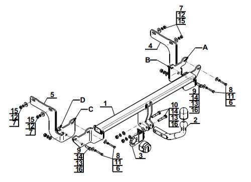 Swan neck tow bar for - bar, citroen