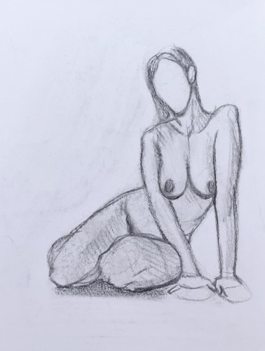 Nude female life drawing - female,