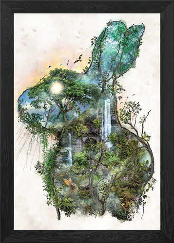 Wild hare rabbit framed wall - hare,