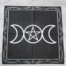 Triple Moon Phases Pentagram Altar Cloth - (Wiccan, Witchcraft, Halloween, Gift)